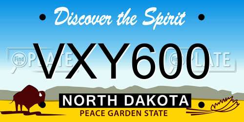 VXY600 North Dakota License Plate