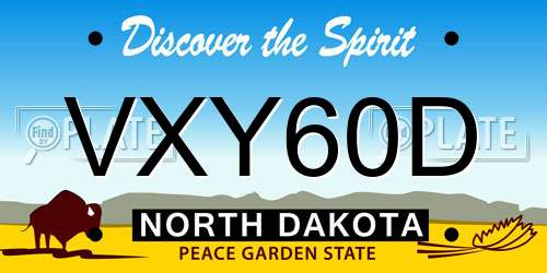 VXY60D North Dakota License Plate