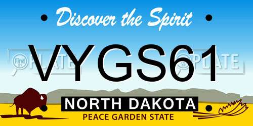 VYGS61 North Dakota License Plate