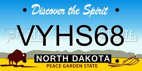 VYHS68 North Dakota License Plate