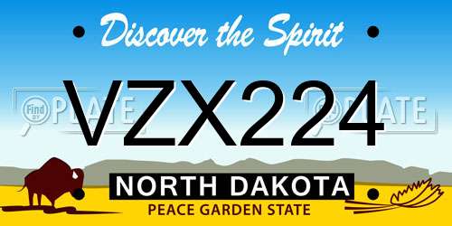 VZX224 North Dakota License Plate