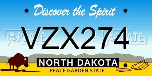 VZX274 North Dakota License Plate