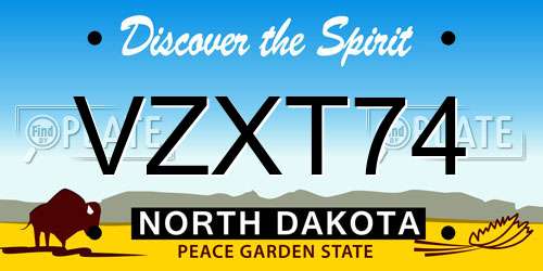 VZXT74 North Dakota License Plate