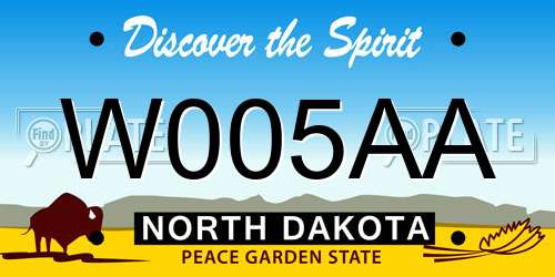 W005AA North Dakota License Plate