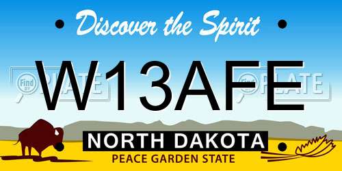 W13AFE North Dakota License Plate