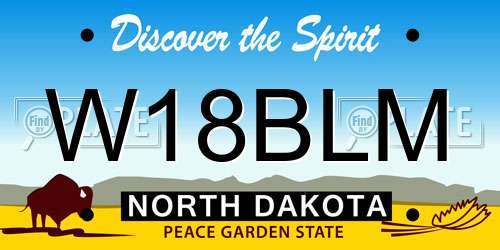 W18BLM North Dakota License Plate