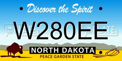 W280EE North Dakota License Plate