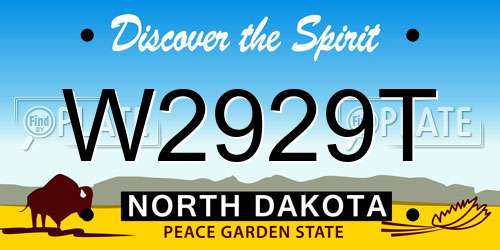 W2929T North Dakota License Plate