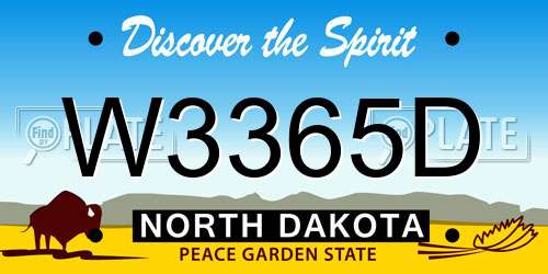 W3365D North Dakota License Plate