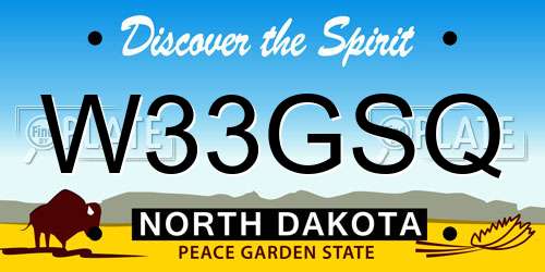 W33GSQ North Dakota License Plate