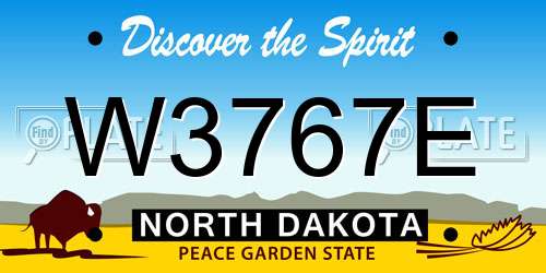 W3767E North Dakota License Plate