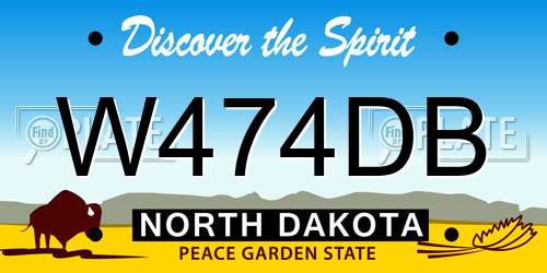 W474DB North Dakota License Plate