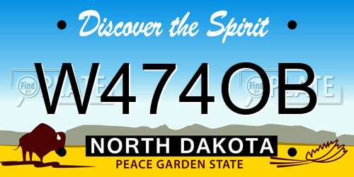 W474OB North Dakota License Plate