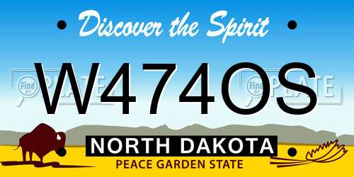 W474OS North Dakota License Plate