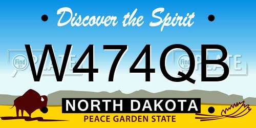 W474QB North Dakota License Plate