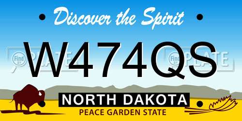 W474QS North Dakota License Plate