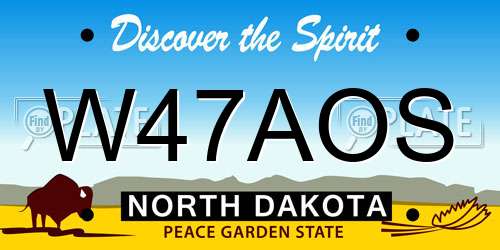 W47AOS North Dakota License Plate