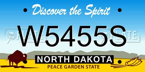 W5455S North Dakota License Plate