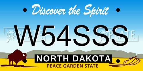 W54SSS North Dakota License Plate