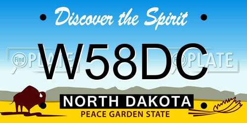 W58DC North Dakota License Plate
