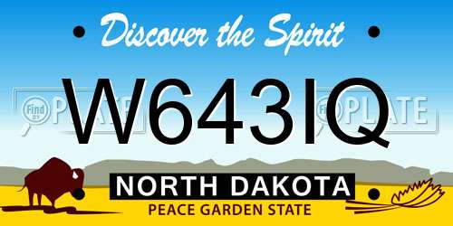 W643IQ North Dakota License Plate