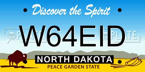 W64EID North Dakota License Plate