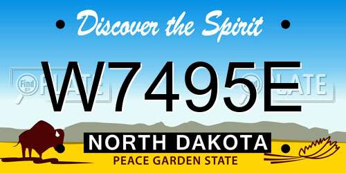 W7495E North Dakota License Plate
