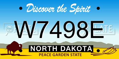 W7498E North Dakota License Plate