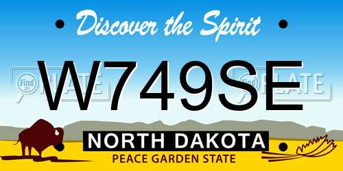 W749SE North Dakota License Plate