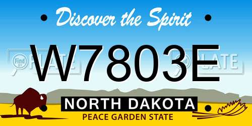 W7803E North Dakota License Plate