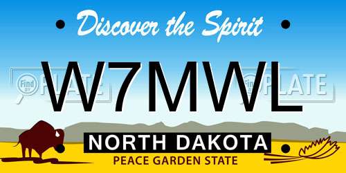 W7MWL North Dakota License Plate