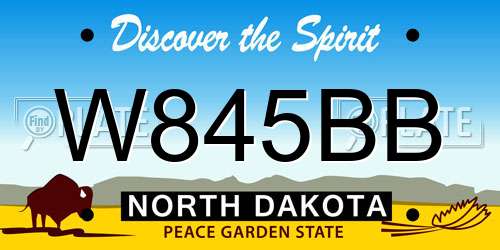 W845BB North Dakota License Plate