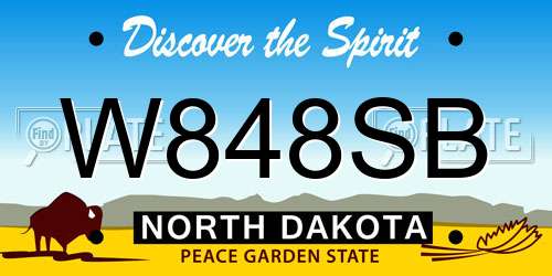 W848SB North Dakota License Plate