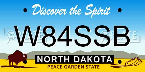 W84SSB North Dakota License Plate