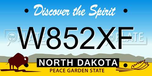 W852XF North Dakota License Plate