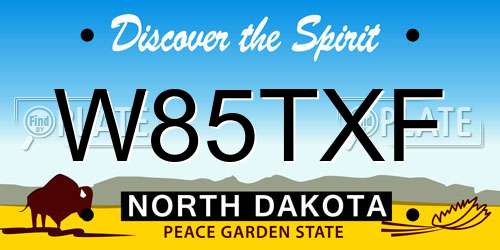W85TXF North Dakota License Plate