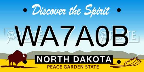 WA7A0B North Dakota License Plate