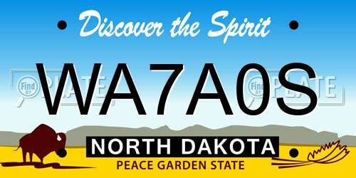 WA7A0S North Dakota License Plate
