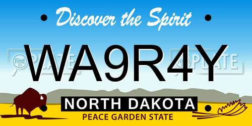 WA9R4Y North Dakota License Plate