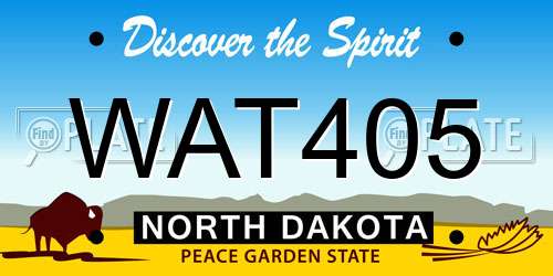 WAT405 North Dakota License Plate