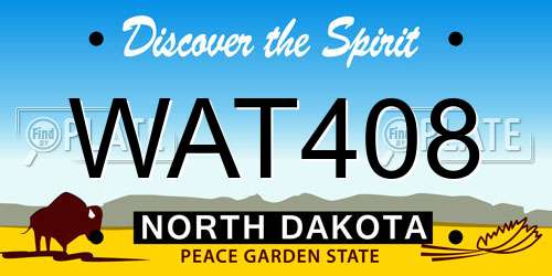 WAT408 North Dakota License Plate