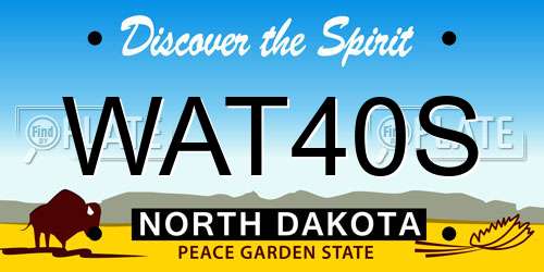 WAT40S North Dakota License Plate