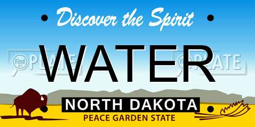 WATER North Dakota License Plate