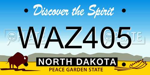 WAZ405 North Dakota License Plate
