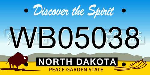 WB05038 North Dakota License Plate