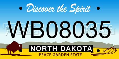 WB08035 North Dakota License Plate