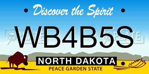 WB4B5S North Dakota License Plate