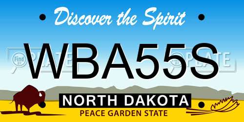 WBA55S North Dakota License Plate