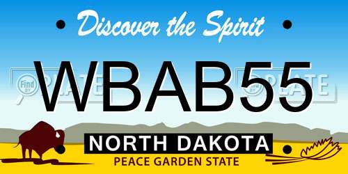 WBAB55 North Dakota License Plate
