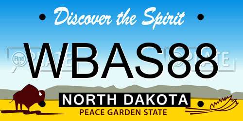 WBAS88 North Dakota License Plate